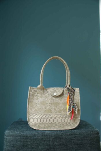 Handtas Indian Leatherette Beige vilt binnenin Beige kunstleer buitenkant Goudenlaantje